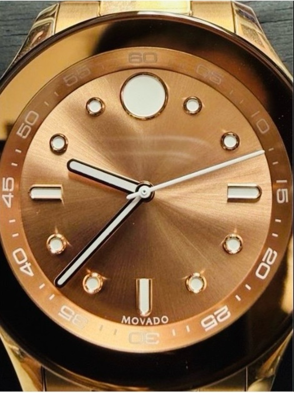 Movado Rose Gold-Tone Men's Watch with Sunray Dial